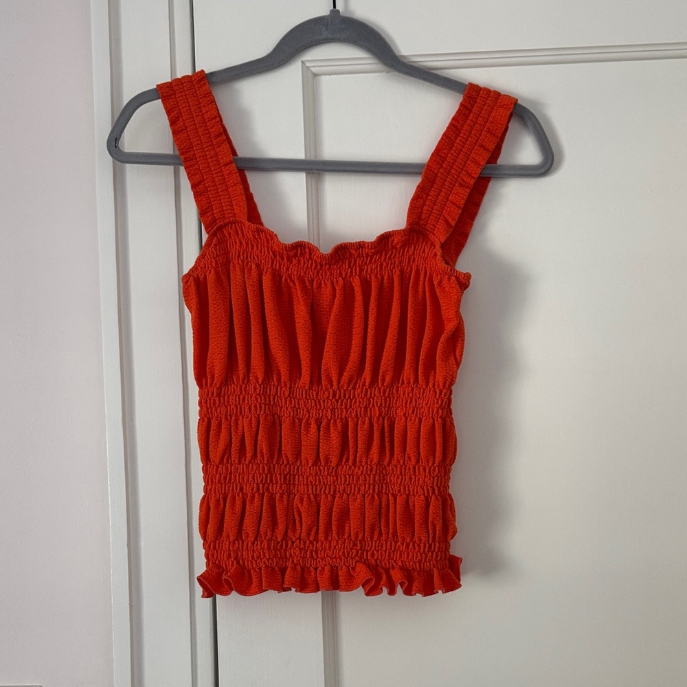 Chic Red Smocked Tank Top